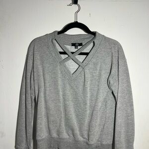 Missguided Gray V-Neck Sweater